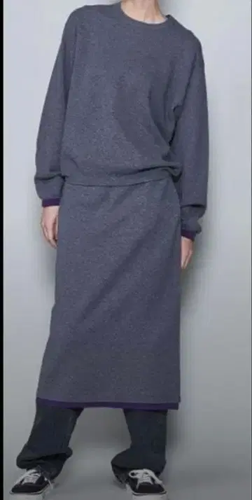 6 ROKU 코튼울 크루넥 니트 그레이