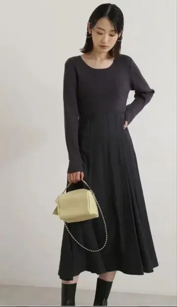 새틴 니트 원피스 NATURAL BEAUTY BASIC