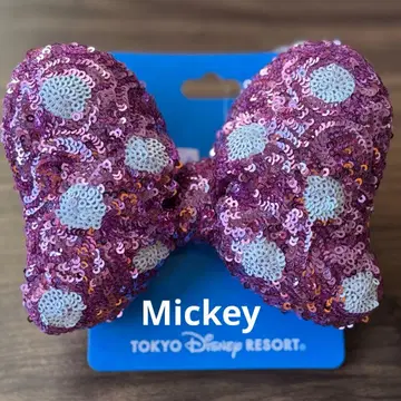 [ 새상품 ] 디즈니 머리끈 미니 리본 스팽글 핑크