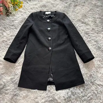 엠즈 셀렉 노카라 코트 [ S ] 36 블랙 울 큰 사이즈 버튼