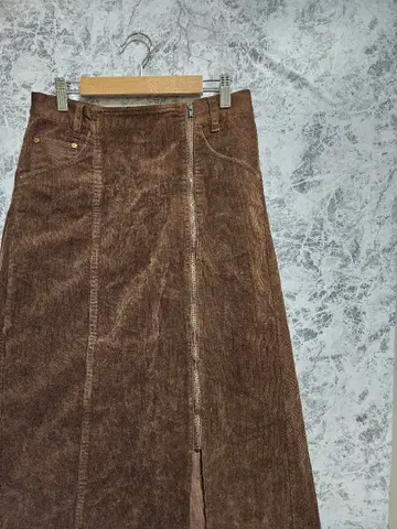 [ 컨디션 최상 ] CEPO 프론트 지퍼 코듀로이 롱 스커트 브라운 M