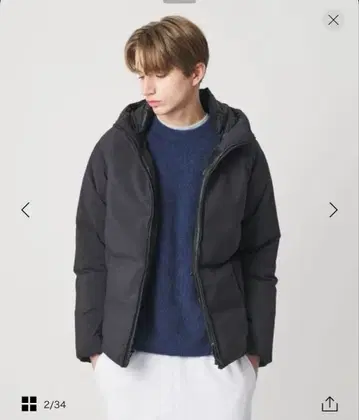 united arrows 코마츠 마테레 다운 자켓 다크 그레이