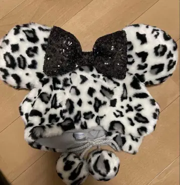 디즈니 리조트 미니 레오파드 무늬 팬캡 화이트