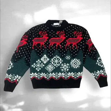 노르딕 무늬 니트 스웨터 올 패턴 루돌프 크리스마스 구제 의류