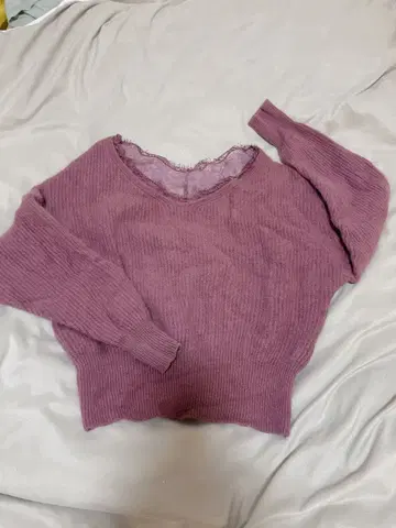 FRAY I.D 프레이 아이디 레이스 트리밍 라쿤 니트 퍼플