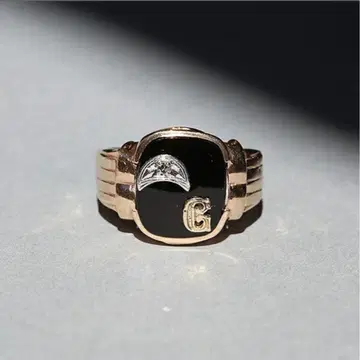 U.S. 빈티지 다이아몬드 & 오닉스 10K GOLD 시그넷 반지