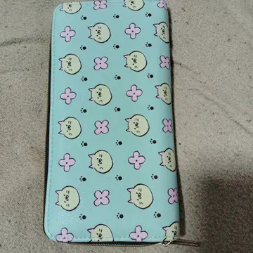 고양이 패턴 장지갑 파란색