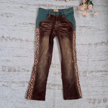 pantomime 이소재 절개 코튼 팬츠 레오파드 무늬 라인 [ M ]