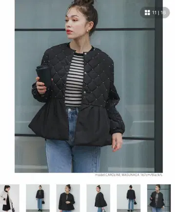 미사용 새상품 coca 코카 펄 퀼팅 티어드 블루종 블랙