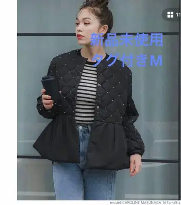 미사용 새상품 coca 코카 펄 퀼팅 티어드 블루종 블랙