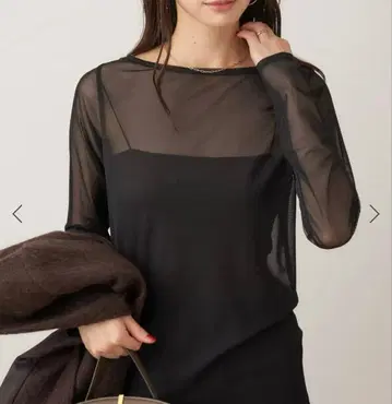 미사용 새상품 plage sheer mesh b/n 티셔츠 블랙