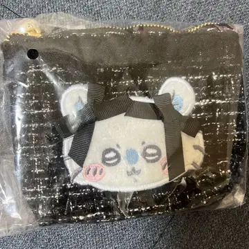 트위드 티슈 파우치 치이카와 (먼작귀) 리본 화장품 소품함 파우치 모몽가