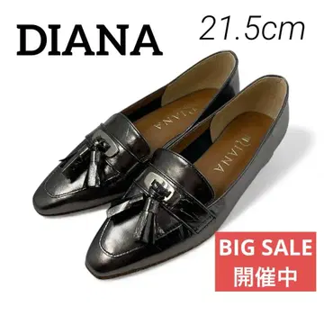 새상품급 DIANA 다이애나 메탈릭 블랙 태슬 로퍼 21.5cm