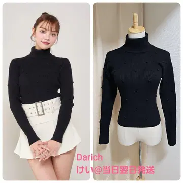 다리치 퀼팅 도트 니트탑 블랙