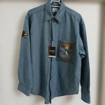 [ 미사용 ] 까스텔바작 Castelbajac 자수 디자인 데님 셔츠