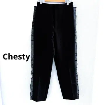 Chesty 사이드 프릴 팬츠 블랙 허리밴딩 깔끔하고 귀여운