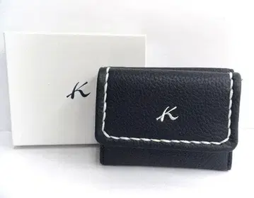 키타무라 가죽 삼단 접이식 지갑 다크 블루