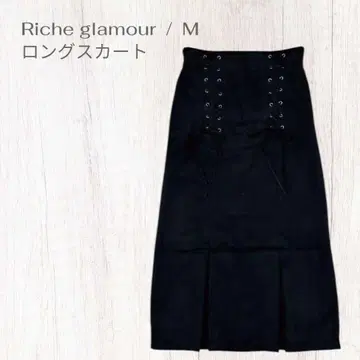 리셰 글래머 성숙/러블리 레이스업 허리밴딩 플레어 스커트 M