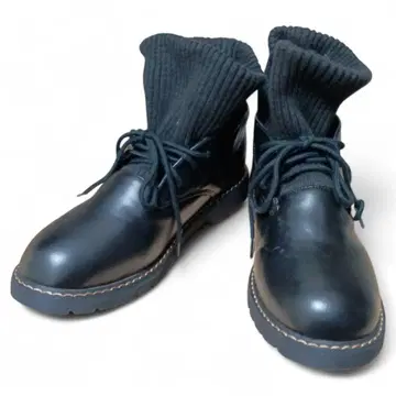 [ 미사용 새상품 ] 가죽 x 니트 도킹 숏부츠