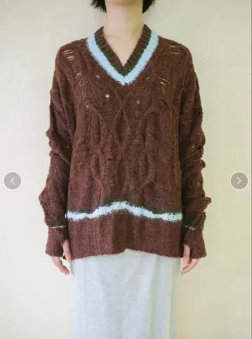 PAMM 부서진 스쿨 로우 게이지 니트