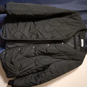 충전솜 다운 노카라 퀼팅 자켓