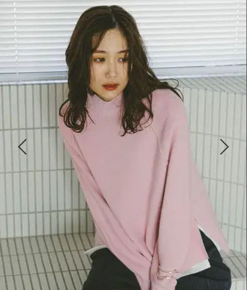 멜티 하이넥 아제 풀오버 핑크 M