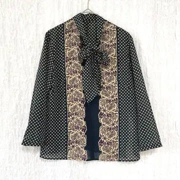 2902 미쉘클랑 타이 포함 도트 무늬 밴드 카라 블라우스 일본제 38