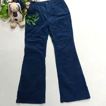 새상품!! GU 네이비 코듀로이 플레어 팬츠 여성용 2L (XL)