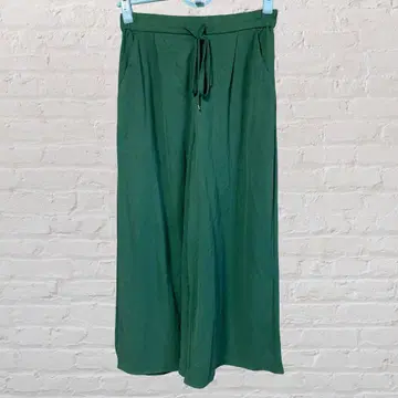 12501 드레스킵 와이드 팬츠 허리밴딩 세탁 가능 L 그린 구제 의류