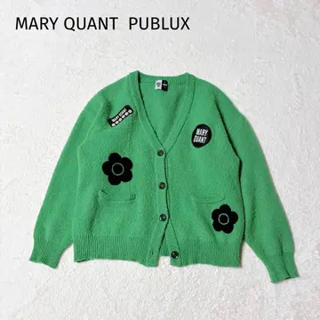 콜라보 MARY QUANT PUBLUX 샤기 니트 로고 마리쿠와 그린