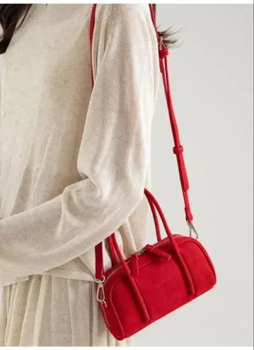 빨간색 미니 숄더백 스웨이드