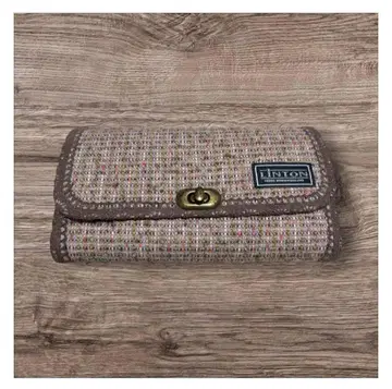 LINTON 트위드 장지갑 베이지 계열 핸드메이드