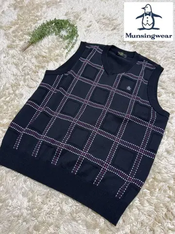 [ 미사용품 ] 먼싱웨어 골프 니트 베스트 남성용 M 네이비