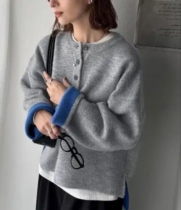 classicalelf 니트 풀오버 크루넥 배색 니트