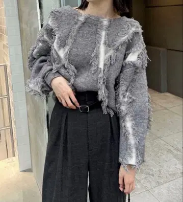 mystic 프린지 니트 그레이