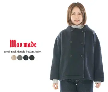Mao made 모크넥 더블 버튼 자켓 블랙