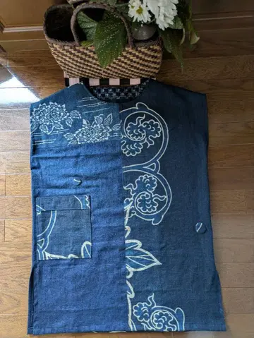 빈티지 원단 네이비 나염 통 그림 리메이크