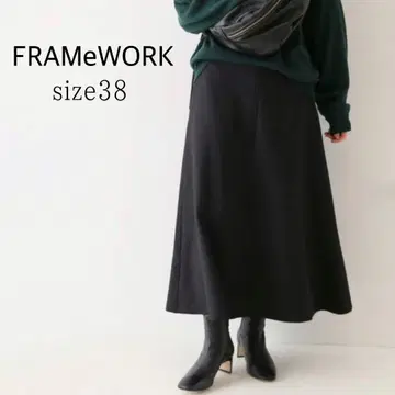 FRAMeWORK 블랙 더블 크로스 플레어 스커트