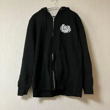 90s PIKO 프론트 로고 집업 후드티 블랙