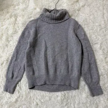 유나이티드 애로우즈 울 캐시미어 혼방 터틀넥 니트 그레이 F 사이즈
