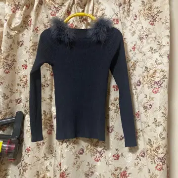 마이 스트라다 퍼 포함 다크 그레이 리브 스웨터