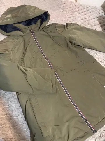 [컨디션 최상] 타미힐피거 보아 안감 롱 자켓 카키 M 따뜻함 방한