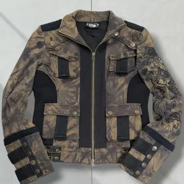 [ 새상품급 ] 오즈 온 재팬 짧은 기장 밀리터리 자켓 용 자수 개성적