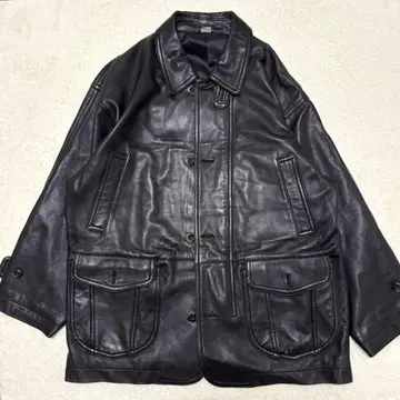 [ 새상품급 XL ] 인터메조 더반 램 가죽 카 코트 블랙