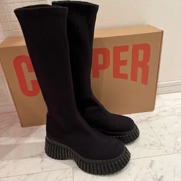 새상품급 CAMPER 하이삭스 롱 부츠 39 ( 25cm 상당 ) 블랙
