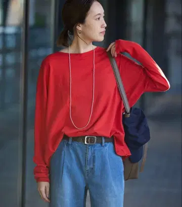 코튼 야크 니트 풀오버 레드