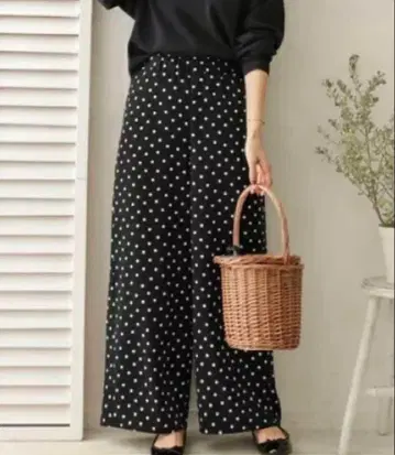 어반 리서치 도어즈 도트 이지 팬츠 블랙 와이드 팬츠