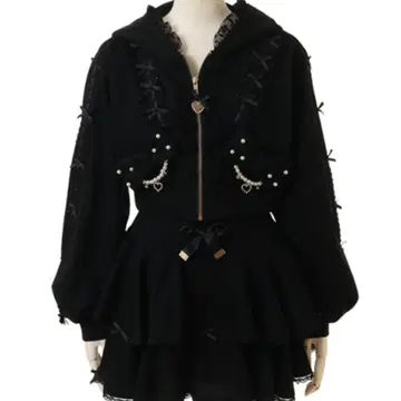 LISLISA 리즈리사 리본 후드티 셋업 블랙