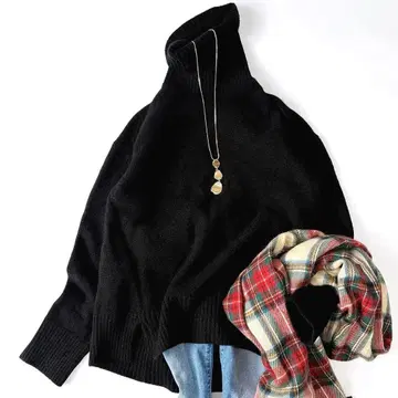 새상품급 프레임워크 울 캐시미어 터틀넥 니트 풀오버 블랙