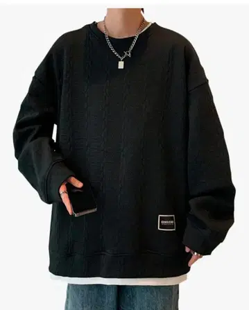 오버 사이즈 블랙 맨투맨 AaronIive 봄, 가을, 겨울 의류